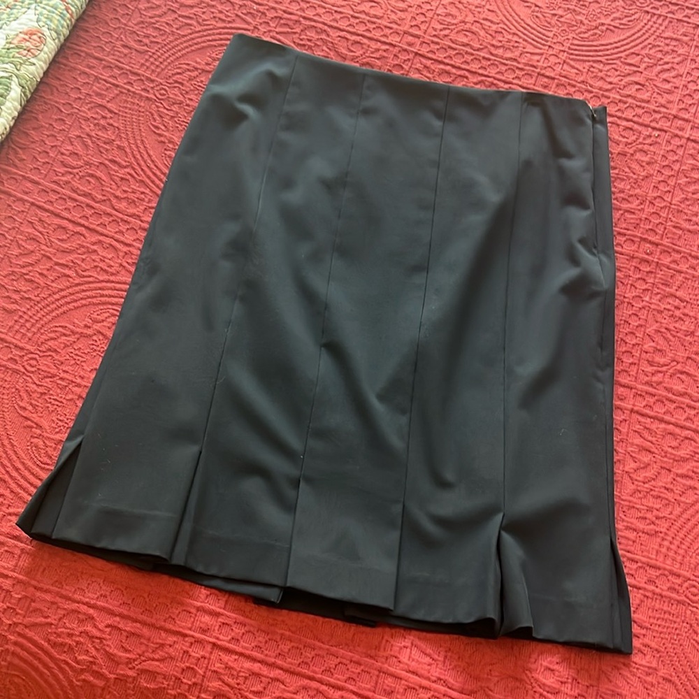 Navy professional, career skirt with fun pleated design